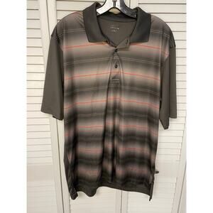 Falls Creek short sleeve mens polo shirt size Large black red striped